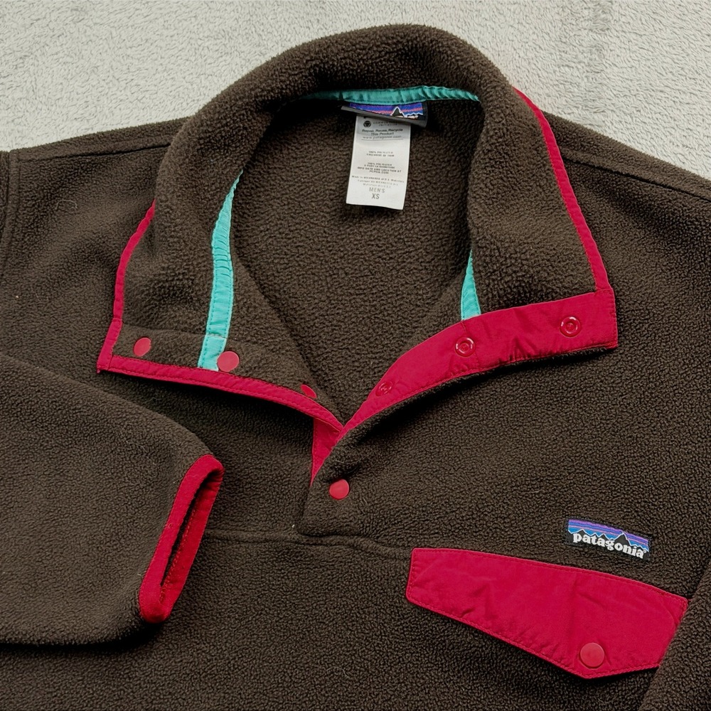 Patagonia Synchilla Fleece Pullover Mens XS Brown Pink Snap-T 25450 EUC! Clean